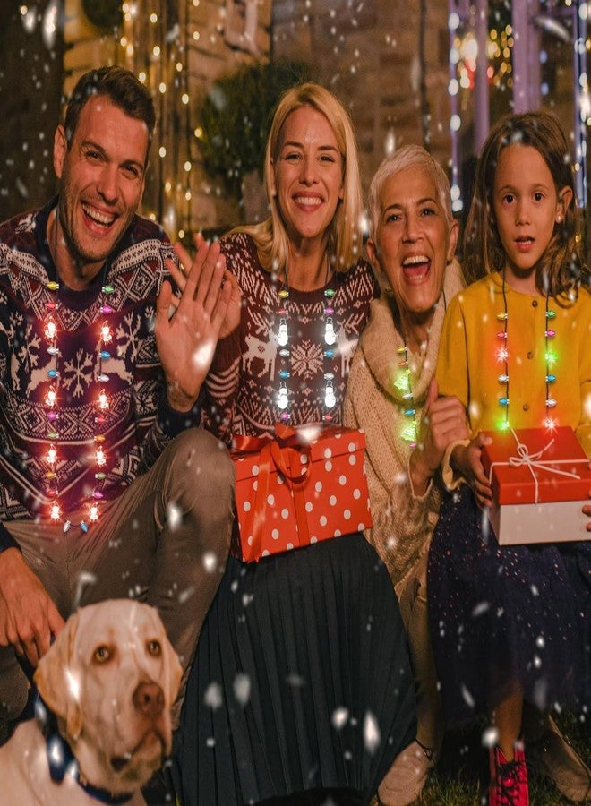 EOBOH 12pcs Christmas Necklaces Party Favors Women Men, Glowing Bulb Light Tree Santa Candy Cane Xmas Necklaces, 3 Modes Colorful Ugly Christmas Xmas New Year Eve Party Supplies - Image 5